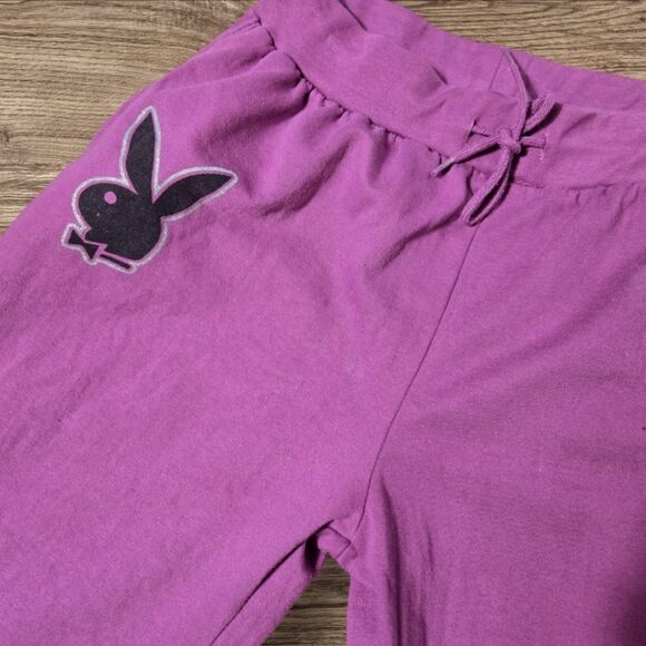 Playboy Purple Bunny Logo Wide Leg Sweatpants - Picture 2 of 5